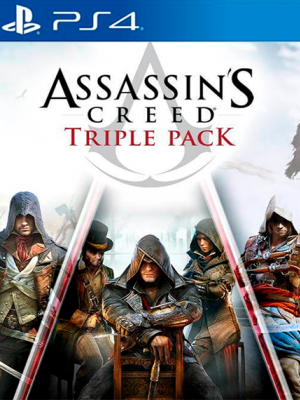 3 juegos en 1 Pack triple Assassins Creed Black Flag, Unity, Syndicate PS4
