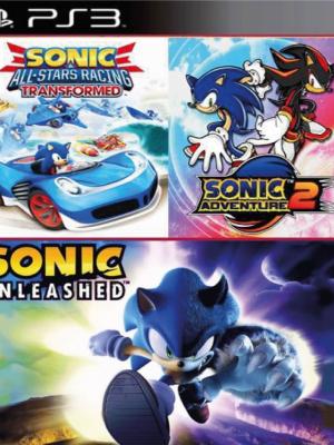 3 juegos en 1 Sonic Unleashed Mas Sonic Adventure 2 Mas Sonic All Stars Racing Transformed