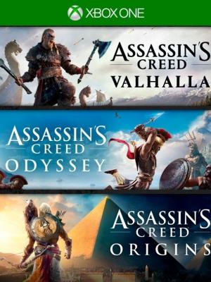Paquete de Assassins Creed Valhalla mas Assassins Creed Odyssey mas Assassins Creed Origins - XBOX ONE